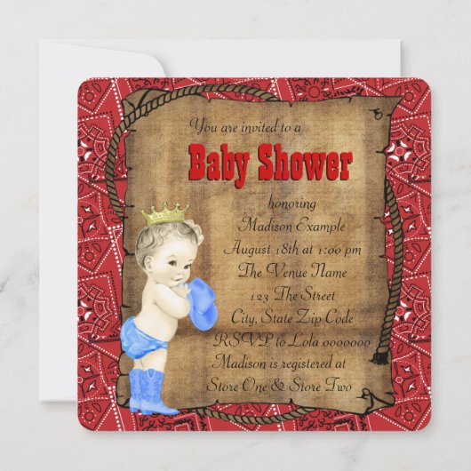 Invitation Boys Cowboy Baby shower (Dos)