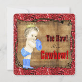 Invitation Boys Cowboy Baby shower (Devant)