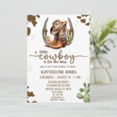 Invitation Boys Cowboy Vache Baby shower d'impression (Debout devant)