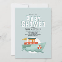 Boys Cute Blue Ocean Baby shower bateau