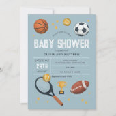 Invitation Boys Cute Blue Sports Baby shower (Devant)
