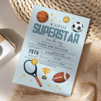 Boys Cute Blue Sports Superstar Baby shower