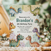 Invitation Boys Cute Dinosaur 6e anniversaire