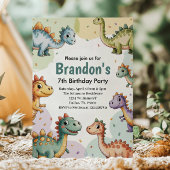 Invitation Boys Cute Dinosaur 7e anniversaire