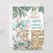 Invitation Boys Cute Wild Five Safari 5th Birthday (Devant)