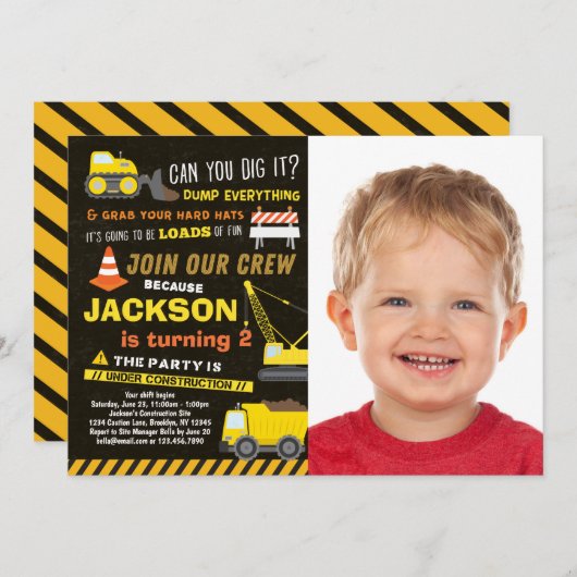 Invitation Boys de la partie de construction Camion de vidage (Devant / Derrière)