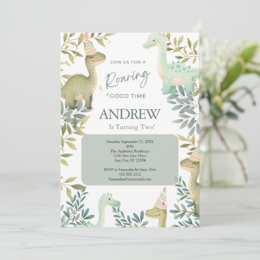 Invitation Boys Dinosaur fête d'anniversaire 1ère 2e 3e 4e (Debout devant)