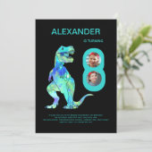 Invitation Boys Dinosaur T-Rex 8e fête d'anniversaire (Debout devant)