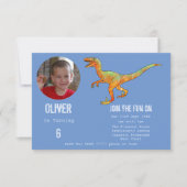 Invitation Boys Dinosaur Velociraptor 6e fête d'anniversaire  (Devant)
