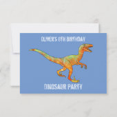 Invitation Boys Dinosaur Velociraptor 6e fête d'anniversaire  (Dos)