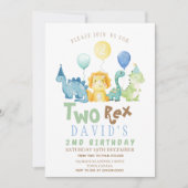 Invitation Boys Dinosaures Aquarelle d'anniversaire (Devant)
