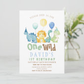 Invitation Boys Dinosaures Première aquarelle d'anniversaire (Debout devant)