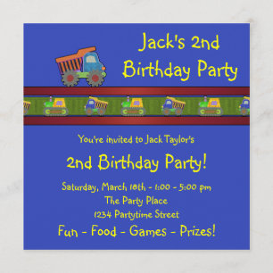 Invitation Boys Dump Truck fête d'anniversaire