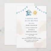 Invitation Boys Elephant Sunshine Baby shower d'aquarelle (Devant / Derrière)