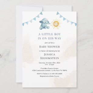 Invitation Boys Elephant Sunshine Baby shower d'aquarelle