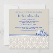 Invitation Boys en damas beige et bleu Photo Christening (Dos)