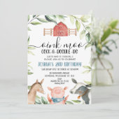 Invitation Boys Farm Animals Foliage 2e anniversaire Invitati (Debout devant)