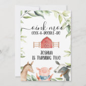 Invitation Boys Farm Animals Foliage 2e anniversaire Invitati (Dos)