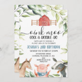 Invitation Boys Farm Animals Foliage 2e anniversaire Invitati (Devant / Derrière)
