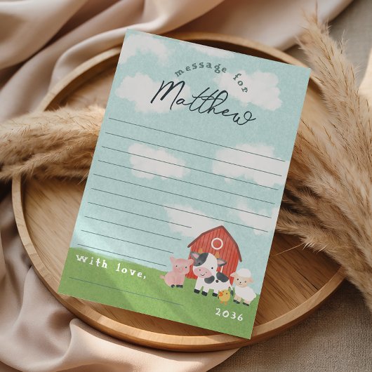 Invitation Boys Farm First Birthday Time Capsule Cards