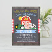 Invitation Boys Farm Tractor Chalkboard Anniversaire Invitati (Debout devant)