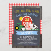 Invitation Boys Farm Tractor Chalkboard Anniversaire Invitati (Devant / Derrière)