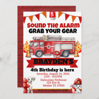 Invitation Boys Firetruck fête d'anniversaire