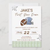 Invitation Boy's First Birthday, First Down Birthday Invite, (Devant)