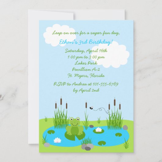 Invitation Boys Froggie Pond 5x7 (Devant)