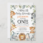 Invitation Boys Greenery Safari 1er anniversaire (Devant)