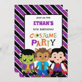 Invitation Boys Halloween Costume fête Anniversaire (Devant / Derrière)