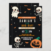 Invitation Boys Halloween Enfants Citrouille fête d'anniversa (Devant / Derrière)