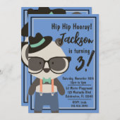Invitation Boys Hipster Mister Panda Bear Anniversaire (Devant / Derrière)