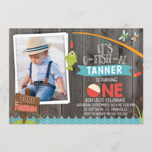 Invitation Boy's His O-fish-al Photo1st Anniversaire Invitati