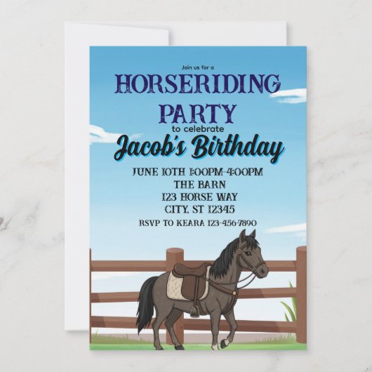 Invitation Boy's Horse Riding Birthday Party (Devant)