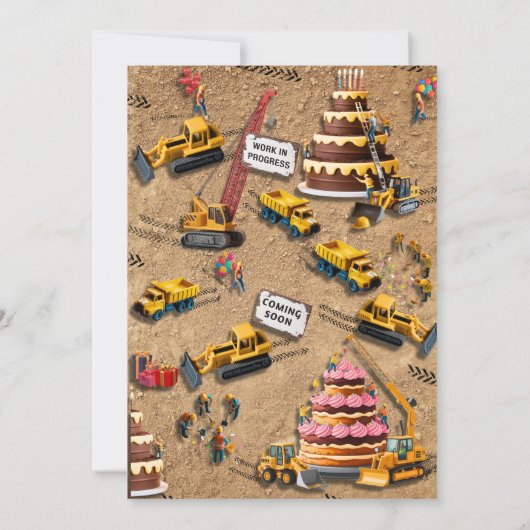 Invitation Boys Joli Construction Moderne Jeu de construction (Dos)