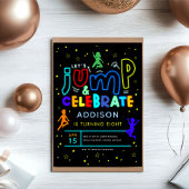 Invitation Boys Jump et Bounce Neon Trampoline Anniversaire