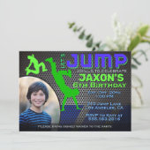Invitation Boy's Jump Photo Birthday Party (Debout devant)