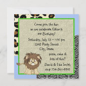 Invitation Boys Jungle Safari fête d'anniversaire (Dos)