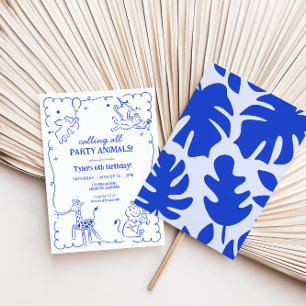 Invitation Boys Jungle Zoo Safari Animaux Anniversaire