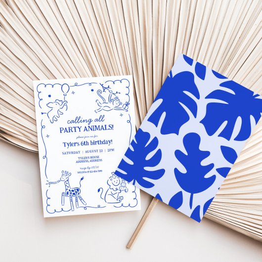 Invitation Boys Jungle Zoo Safari Animaux Anniversaire