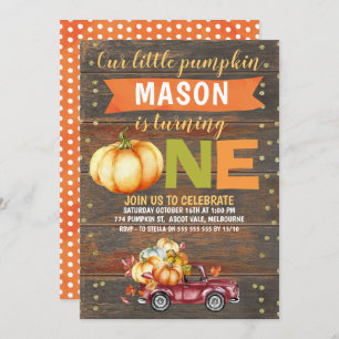 Invitation Boy's Little Citrouille Truck 1er Anniversaire Inv