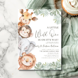 Invitation Boys Little Wild One Safari Animaux Baby shower