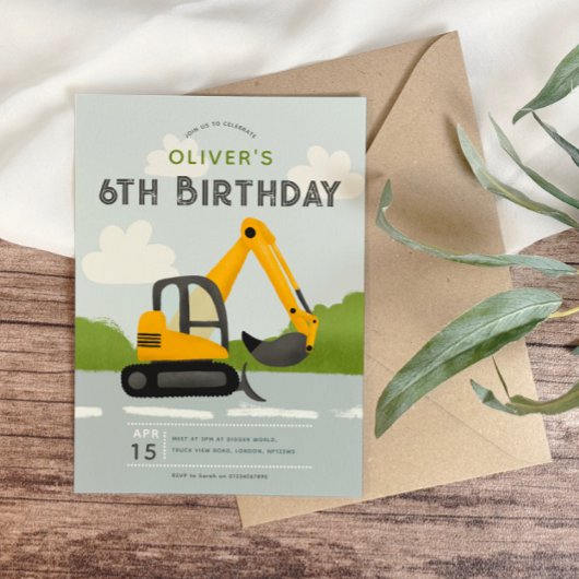 Invitation Boys mignon Anniversaire de enfant de construction