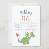 Invitation Boys mignon Dragon Vert Toddler Anniversaire (Devant)