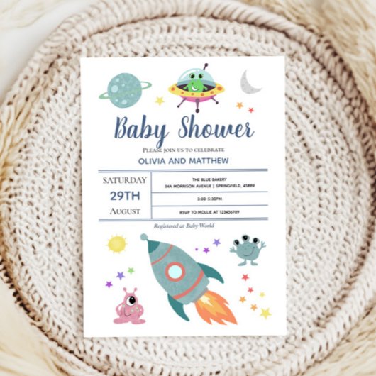 Invitation Boys mignon Espace moderne Alien Baby shower de ro
