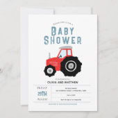 Invitation Boys mignon ferme rustique Baby shower tracteur ro (Devant)