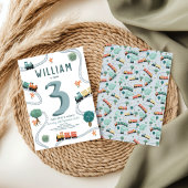 Invitation Boys mignon moderne Blue Train Anniversaire de enf