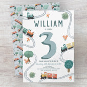 Invitation Boys mignon moderne Blue Train Anniversaire de enf