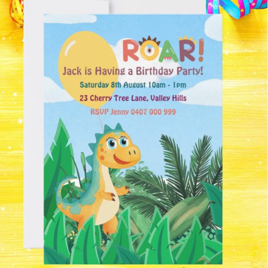 Invitation Boys mignon moderne Dinosaur Anniversaire de enfan